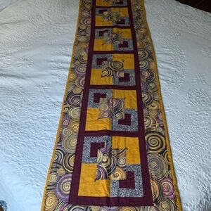 Unique Plum & Mustard Rectangular Quilted Segment - 22” by 87”